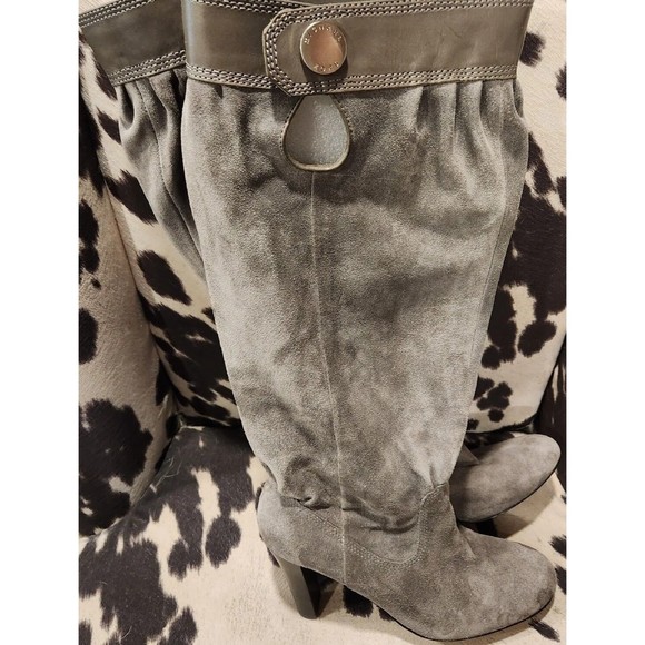 Michael Kors Boots Womens 9 M Suede Gray Grey Knee High Heel Shoes $225 MSRP - Picture 1 of 16